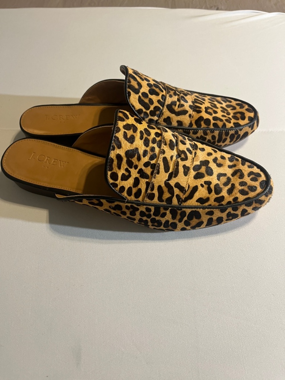 J. Crew Leopard-Print Haircalf Slip-On Loafers in Tan and Black - Picture 4 of 7
